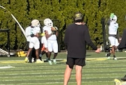 Oregon resumed spring practice on Tuesday. (James Crepea/The Oregonian)