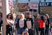 Hundreds of Portland high school students streamed out of schools Friday, March 15, 2024, to protest ongoing bloodshed in Gaza. By 3:15 p.m students and some staff along with family members and friends, converged at Portland Public Schools headquarters in North Portland to hear speeches, wave signs and flags, chant and demonstrate.