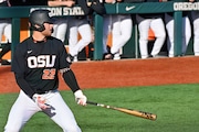 Oregon State’s Jacob Krieg has been a force against Cal State Northridge, hitting two homers and a double, while driving in five runs.