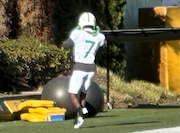 Receiver Evan Stewart participated in his first practice at Oregon on Tuesday. (James Crepea/The Oregonian)