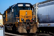 A CSX train engine sits idle on tracks in Philadelphia, Wednesday, Sept. 14, 2022. Major freight railroads will have to maintain two-person crews on most routes under a new federal rule that was finalized Tuesday, April 2, 2024.