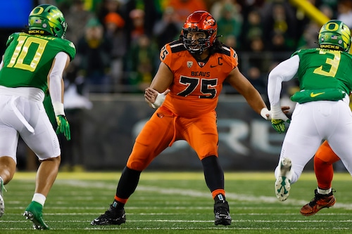 NFL Draft 2024: Former Oregon State Beavers star Taliese Fuaga projected to go to Pittsburgh Steelers in mock draft