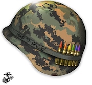 The U.S. Marine Corps recogninzed Pride Month with a picture of a helmet with rainbow-colored bullets. (Twitter)