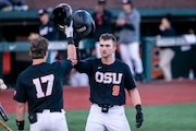 Oregon State’s first baseman Mason Guerra (#9) and eight teammates are ranked among the best players in the nation at their respective positions.