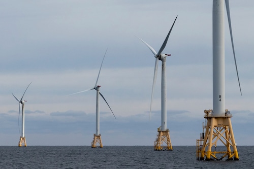 The five-turbine Block Island Wind Farm off the coast of Block Island, Rhode Island in a Dec. 7. 2023 file photo.