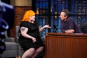 Beth Ditto with host Seth Meyers on a recent episode of "Late Night With Seth Meyers."